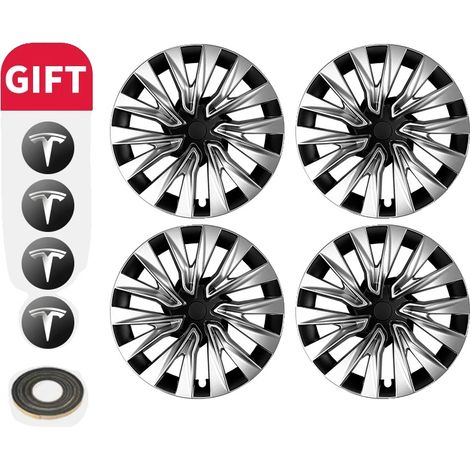 Copricerchio, materiale resistente, facile installazione, turbina argento e nera, Tesla, Model 3 Highland 18 pollici (1/2)