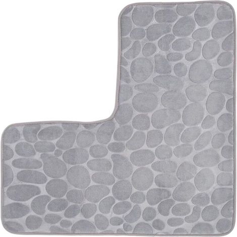 Bardusch-Tapis bain d’angle L 80x80 cm, antidérapant, lavable machine, doux et absorbant – gris (1/5)