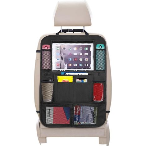 1 Protège-siège, Organisateur voiture, 10 poches, Support tablette iPad, Rangement jouets livres, Universel