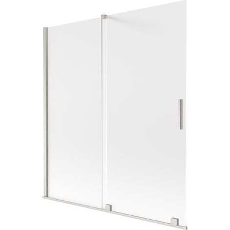 Mexen Velar Badefaltwand 2-flügelig verschiebbar 150 x 150 cm, Frost, gebürstetes Nickel - 896-150-000-31-97 (1/2)