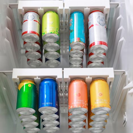 Support pour Boissons de Réfrigérateur - Organisateur Glissant pour Cans et Sodas - HIPS Plastique - 28x17.2x3.8cm - Capacité 8 Cans (1/5)