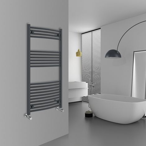 WarmeHaus Curved Anthracite Bathroom Ladder Radiator 1200x600mm (1/5)