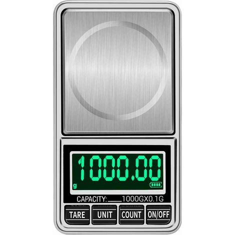 Balance électronique portable pour or et bijoux, format paume, format poche, balance électronique de précision, alimentée par USB, 1 kg/0,1 g, DH-938C, livrée sans piles, certifiée FCC/CE/ROHS. (1/2)