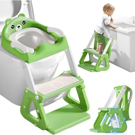Réducteur Toilette Enfant - 1 Unité - PP et PU - Pliable et Réglable 7 Niveaux - Pour WC Forme U V O - Hauteur 38 à 47 cm (1/5)