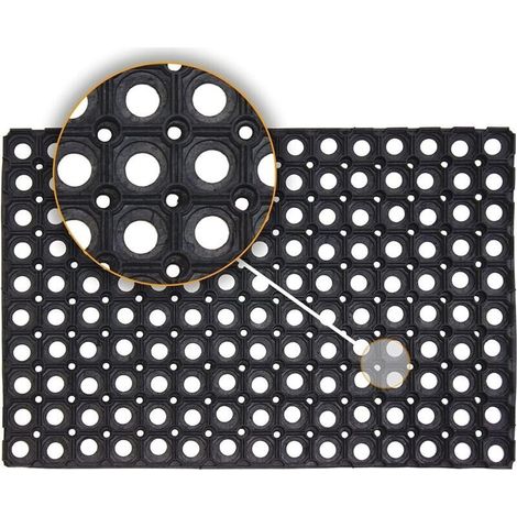 Tapis creux en caoutchouc pour extérieur, anti-fatigue, antidérapant, noir, léger, lavable, grande rampe d'entrée, tapis de sol épais pour enfants (40 x 60 cm)
