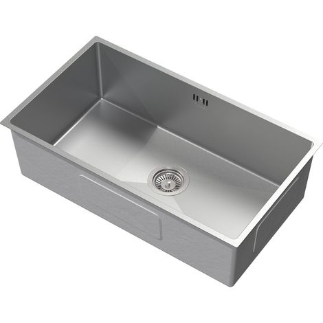 ML-Design Lavello da Cucina 70 x 40 cm Lavabo da Incasso Argento Rettangolare in Acciaio Inox Lavello Sottopiano a 1 Vasca con Set di Scarico e Troppopieno Vasca Singola con Sifone Lavandino XXL (1/5)