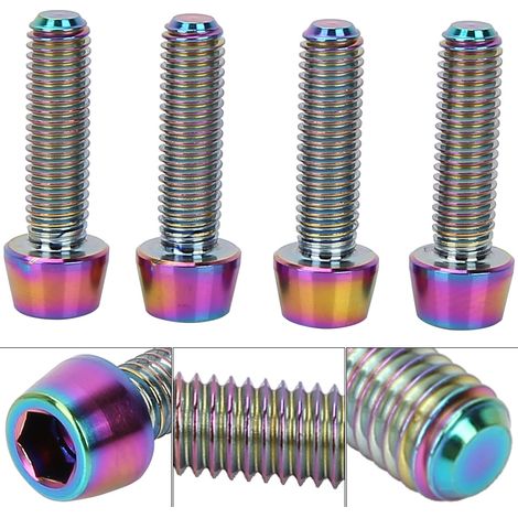 Boulons coniques en titane M5x18mm pour vélo tout-terrain et serrage de potence - Lot de 4