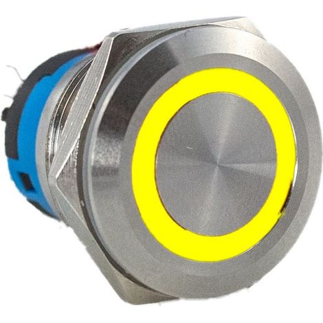 Pulsador biestable antivandálico 250V 2A 19x27MM amarillo (1/5)