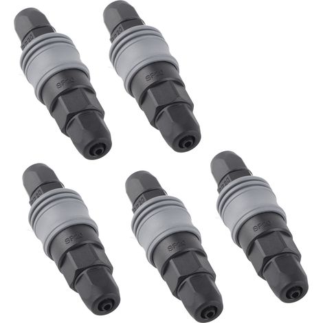 Jeu de 5 raccords rapides pneumatiques type C, coupleur auto-bloquant pour compresseur d'air, prise mâle et femelle SP+PP-20, matériau PP et acier, connexion fiable. (1/5)