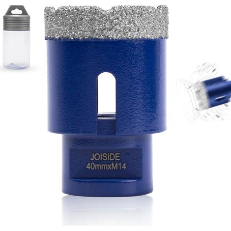 Foret à Diamant Carrelage 40 mm x M14, Foret Diamanté pour Céramique Porcelaine Marbre Granit Perçage à Sec M14 Filetage (1/4)