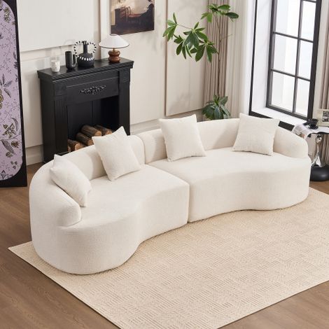 Divano modulare ad arco, divano comprimibile, divano curvo in ciniglia, moderno in una scatola, 4 posti, comodo ed elegante per soggiorno e appartamento, non richiede montaggio. (1/5)