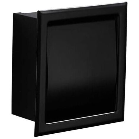 Porte-papier toilette encastré noir mat – Support mural en acier inoxydable – Dimensions 16,5x15,5x7,4cm – Pour salle de bain et cuisine (1/5)