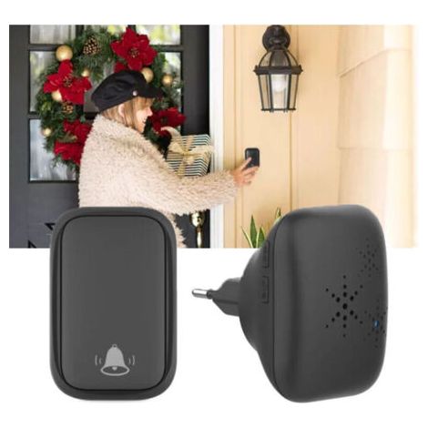 Sonnette sans fil extérieure,Carillon et sonnette, sonnette électronique étanche IP44 de 150 mètres, 38 changements de musique, réglage du volume à 3 niveaux, pour Maison, Bureau, Hôtel