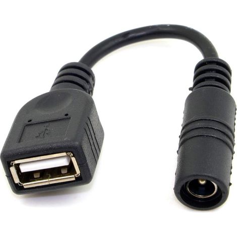 2 Câble adaptateur de charge USB femelle 5 V vers prise jack 5,5 2,1 mm pour téléphone portable et tablette (1/5)