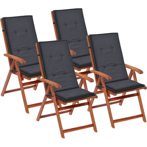 Set 4 cuscini per sedie da giardino in tessuto antracite 120x50x3 cm DEC021543