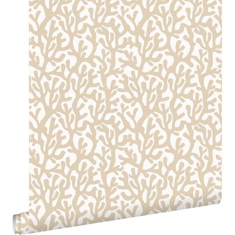 papier peint corail beige et blanc - ESTAhome