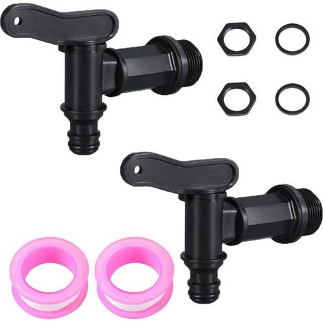Rubinetto per acqua piovana da 3/4 di pollice, 2 rubinetti in plastica con guarnizione (1/5)