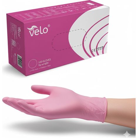 VELO "L" - Puderfreie Nitril-Untersuchungshandschuhe, rosa, 100 Stück.
