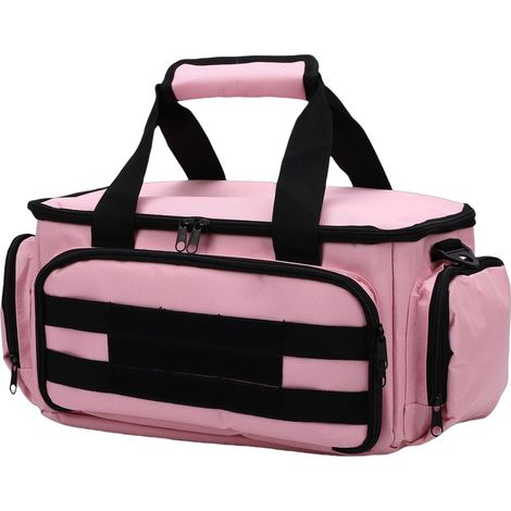 Pink Tool Bag for Women, 14-Inch Heavy-Duty Nylon Tool Holder with Anti-Friction Bottom and Padded Handles for Electrician, Carpenter, DIY, and Home Maintenance (1/5)