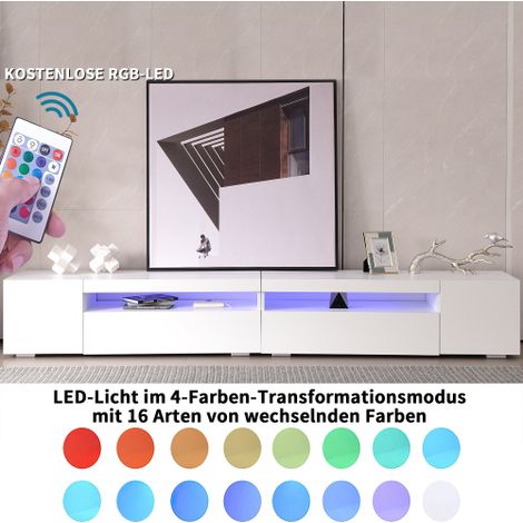 Mueble De Tv Blanco Moderno, Panel De Luz, Iluminación Led Regulable, Sala De Estar Y Comedor 240cm MINKUROW (1/4)