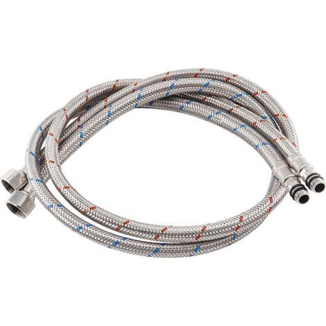 2 Pièces 80cm x G3/8 x M10 Tuyaux de Raccordement Flexibles Robinets Cuisine, Tuyau Flexible pour Robinet, Tressé Acier Inoxydable Rallonge Lavabo Tubes, pour Cuisine Salle de Bain (1/5)