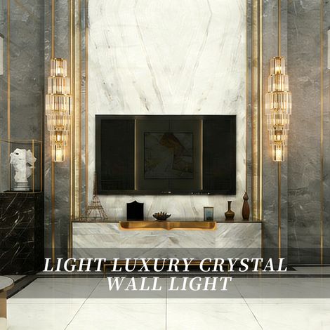 LED Kristall-Wandleuchte Gold, 6-stufiges Turm-Design, Elegante Wandlampe mit 3 Lichtfarben für den Innenbereich