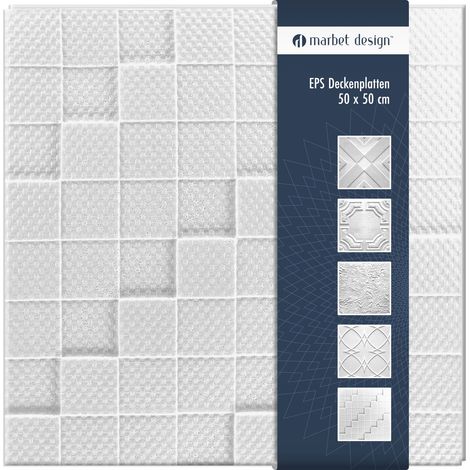 Marbet Design dalles plafond polystyrène EPS blanc 30 décors différents 50x50cm paquet économique: Manhattan, 2 m² / 8 panneaux