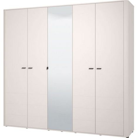 Guardarropa Grande Orsogna, Armario Dormitorio 6 Estantes, Perchero, 9 Compartimientos, 224.5x210.5h cm Blanco Crema