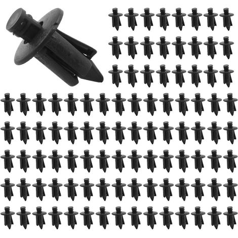 100 rivets en plastique noirs pour moulures de porte et ailes de voiture, trous de 5 mm. (1/5)