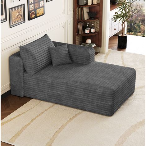 Divano letto angolare destro grigio scuro in tessuto e schiuma 151 x 90 x 58 cm (1/5)