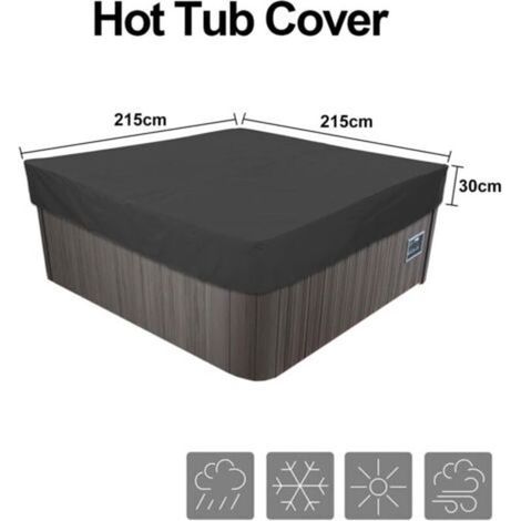 Housse De Protection Carrée Imperméable En Tissu Oxford Pour Spa Extérieur,Bache Pour Bain À Remous Carrée De Jardin, Imperméable, Anti-poussière Et Résistante Aux UV（215x215x30cm） (1/3)