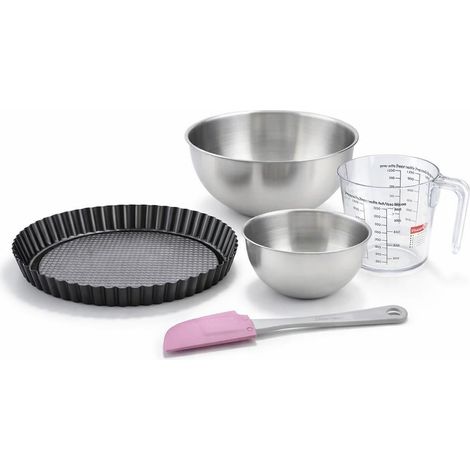 Set pâtisserie avec moule à tarte renversée 28 cm, 2 bols à mixer, verre mesureur et spatule Zenker (1/5)