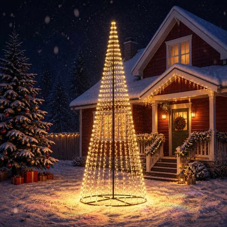 vidaXL Albero di Natale LED 385 cm 1148 LED Bianco caldo Ferro Nero (1/5)