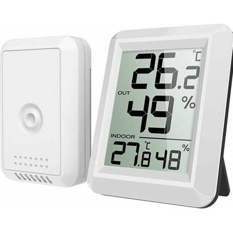 Thermomètre Intérieur et Extérieur, Thermomètre Connecté avec Capteur Extérieure sans Fil, Thermomètre Hygrometre Numérique avec Grand Ecran LCD (1/5)