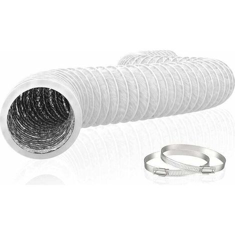 150mm Tuyau d'Evacuation Flexible en Aluminium PVC 6m Long - Tube de Ventilation pour Extracteur d'Air, XU, Climatisation, Sèche-linge (ø150mm6m, Blanc)-RAPANDA - KZQ (1/4)