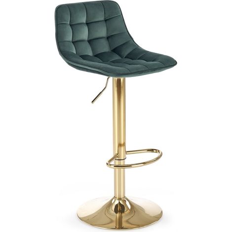 Chaise de bar en velours vert avec pied en métal doré Explain (1/5)