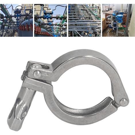 Collier de serrage sanitaire en acier inoxydable 304, raccord rapide, boucle de fixation pour tuyau d'eau épaissie, collier triple robuste à une seule broche en acier inoxydable 304 avec écrou papillo (1/5)