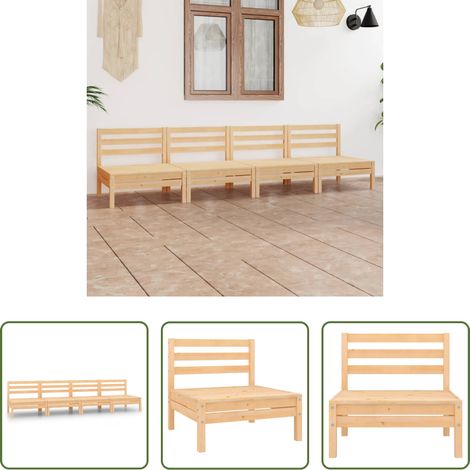 Canapé extérieur - Salon de jardin 4 pcs Bois de pin massif (1/5)