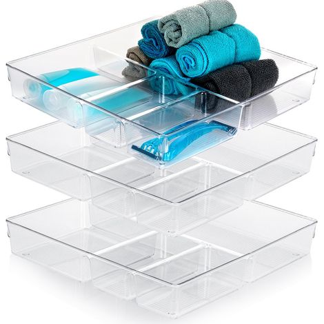 Schubladenorganizer mit Fächern 31x31x5,5 cm 3 Stück.