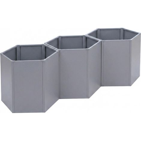 Lot de 3 jardinières sur pied HWC-P64, jardinières métalliques sur pied pour légumes/plantes, bacs à fleurs, pots de fle