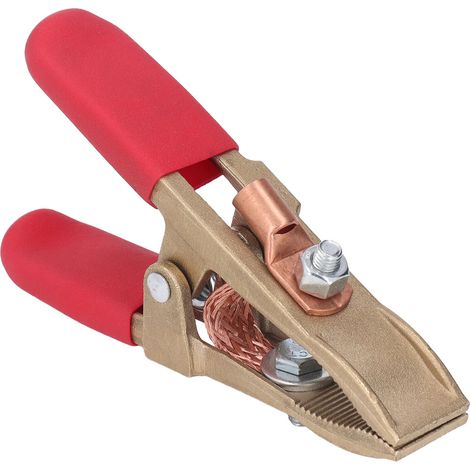 Pince de masse de soudage en laiton 500 A anti-oxydation, rouge, pour la fabrication de groupes motopropulseurs. (1/5)