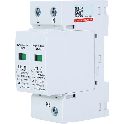 Dispositif de Protection Contre Les Surtensions en Verre Haut de Gamme 40ka Anti-Tonnerre 2P 420 V, Extinction d'arc Magnétique, Câblage triphasé à 4 Fils pour la Protection