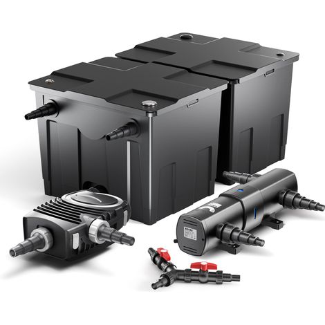 Sunsun – Filtre de bassin biologique 60000 L – Pompe NEO10000 10000 l/h 80W – Lampe UV CUV-236 36W – Distributeur en Y inclus