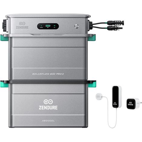 Zendure SolarFlow 800 Pro 2 – Balkonkraftwerk mit Speicher, 2640W Solar-Eingang, 1000W AC-Laden, 800W Ausgang, KI-Energiemanagement, mit AB2000L, mit Smart Meter D0