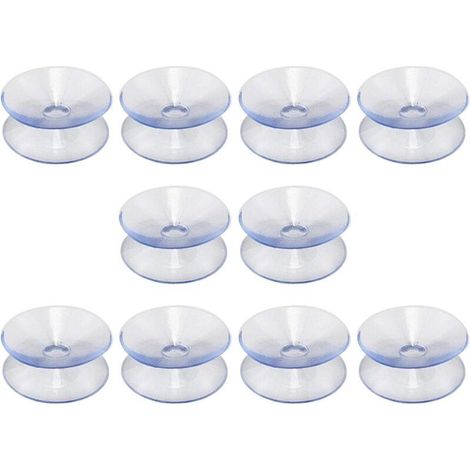 Lot de 10 ventouses double face en caoutchouc de silicone pour dessus de table - Ventouse transparente sans crochets - Compatible avec plateau en verre - Taille : 35 mm (1/5)