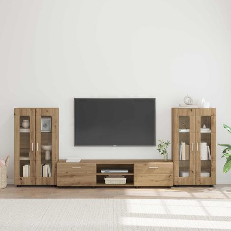 vidaXL Ensemble meuble TV avec tiroir FLORIN 3 pcs Chêne artisanal
