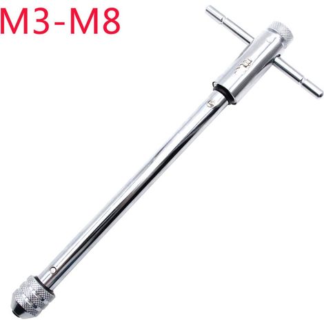 Clé à cliquet réglable avec poignée en T, pour tarauds métriques M3-M8, alésoir, clé à cliquet, outil à main, corps de 248 mm (1/4)