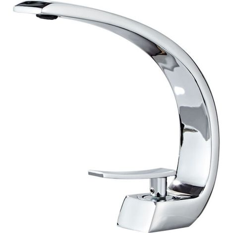 Robinet Lavabo - Cuivre Électroplaqué - Mitigeur Monotrou à Levier - Température 0-90 °C - Pour Lavabo Domestique - 1 Pièce (1/2)