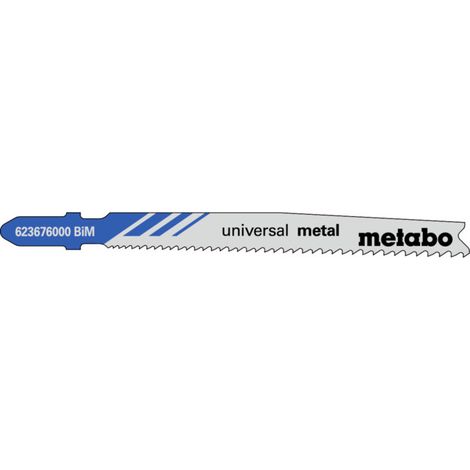 Lames de scie sauteuse universelles pour métal, longueur utile 74 mm, dents progressives, BiM, coupe droite.