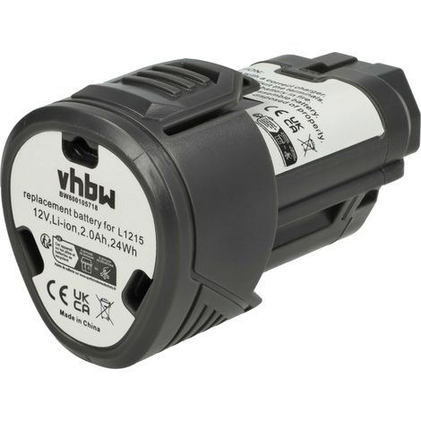 vhbw 1x Akku kompatibel mit Ridgid AC82049, AC82059, Jobmax, R82005, R82007, R82009 Elektrowerkzeug (2000 mAh, Li-Ion, 12 V)